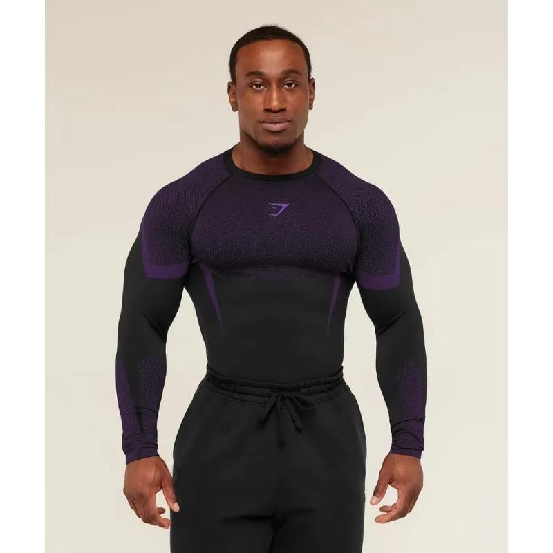 T-shirt da uomo a maniche lunghe con stampa a righe 3D, top da uomo comodo, traspirante e versatile