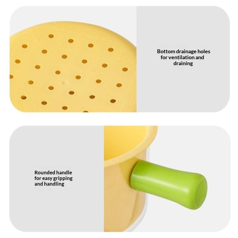 Double-Layer Kitchen Strainer Scoop Plastic Colander With Handl Fruit & Veggie Washing Bowl Drain Basket Home Kitchen Use