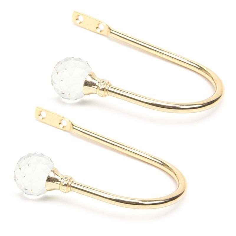 

Set of 2 Elegant Curtain Holdbacks U Form Designs Wall Mounted Hook Convenient for Fixed Curtains or Hanging Use бронзовый