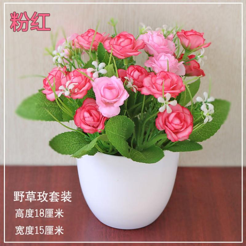 Artificial Silk Flower Potted Plant Desktop Decor Home Office Interior Styling Small Fake Floral Arrangement
