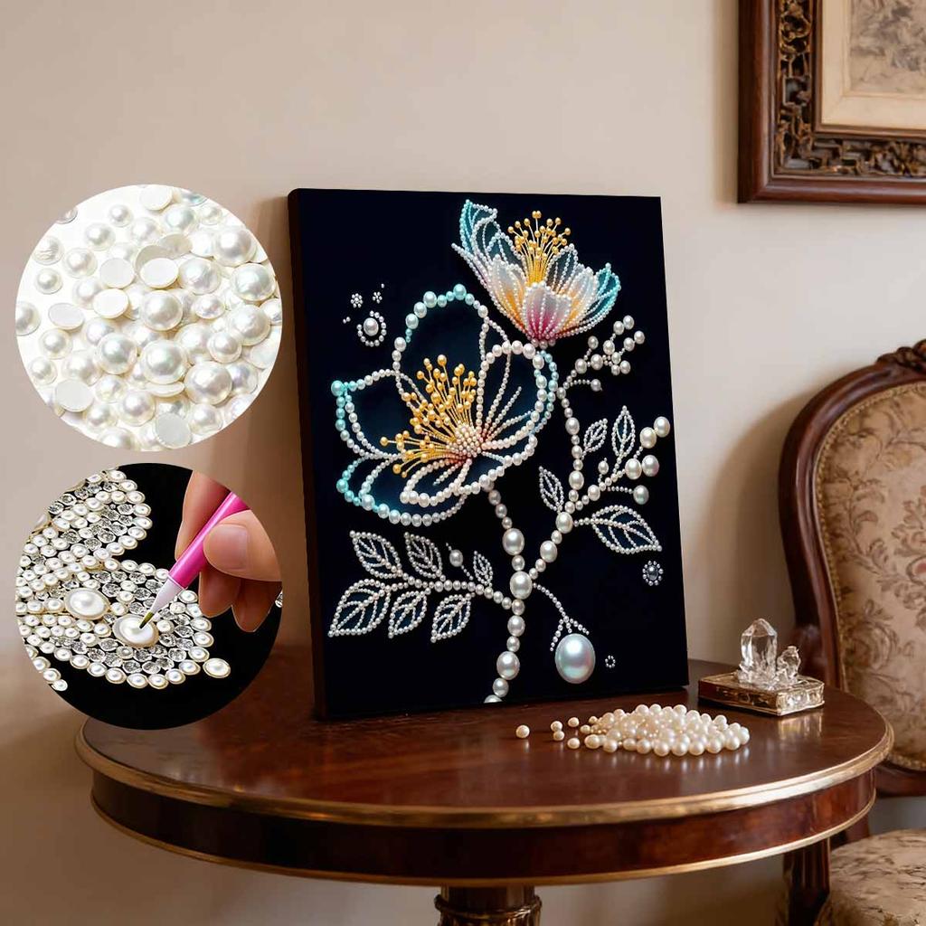 DIY Flower Pearl Diamond Art Painting Kits for Adults and Beginners,fine View Sparkling Painting Craft Home Wall Decor Handmade Gift