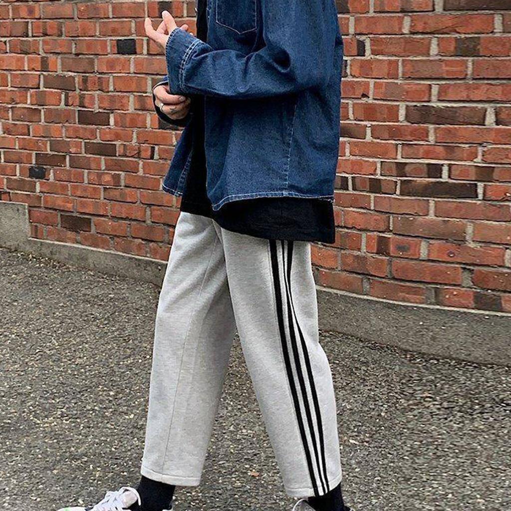 Pánské tepláky ležérní kalhoty rovné volné velké tepláky studentské sportovní kalhoty