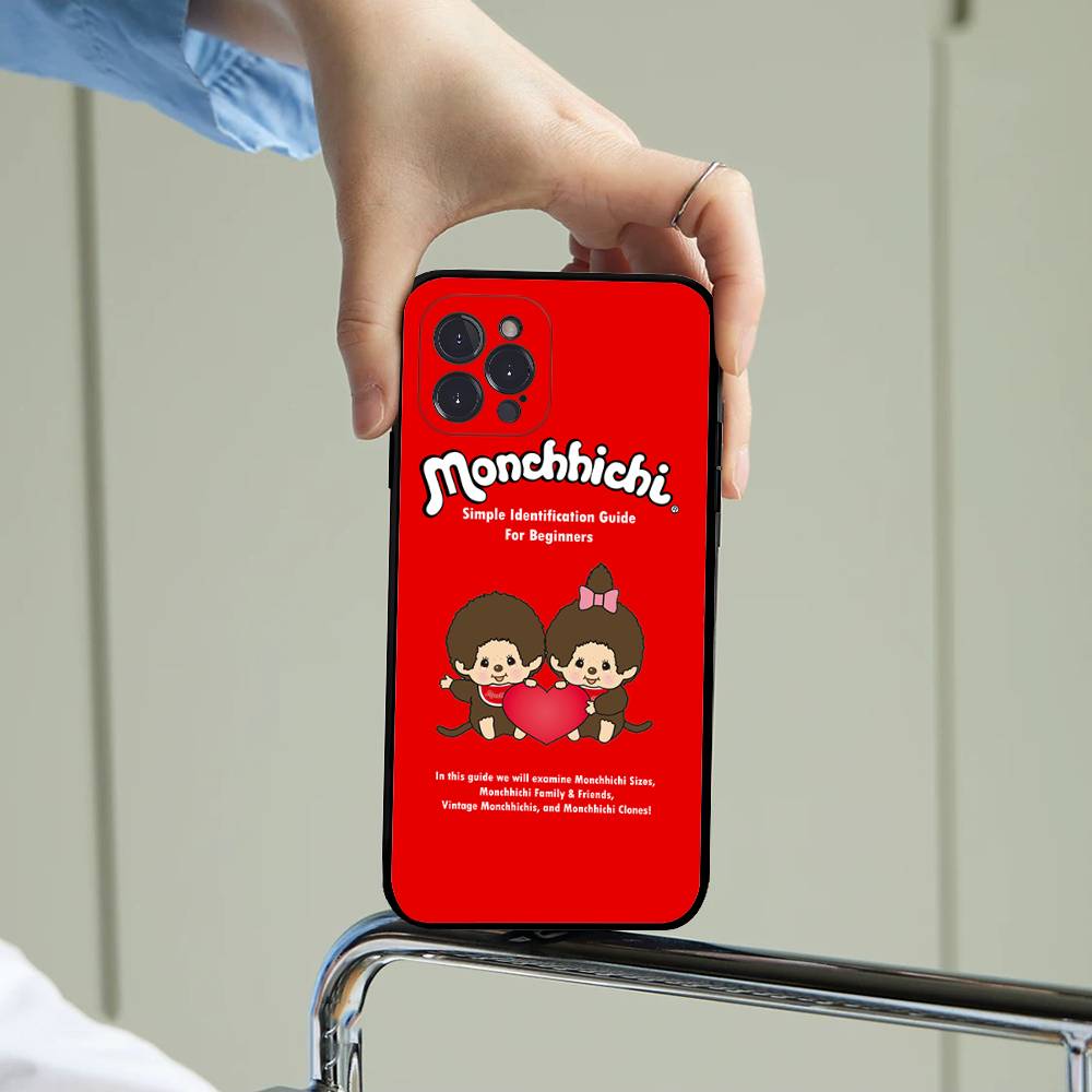 Cute M-Monchhichis-a Phone Case For IPhone 17 16 15 14 13 12 11 Pro Max Plus Mini Silicone Black Cover