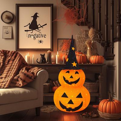 Yousheng 3FT Halloween Collapsible Pumpkin Decoration Battery Operated Light Up Pumpkin Light Pop Up Jack-o-Lantern for Indoor Outdoor Yard Porch