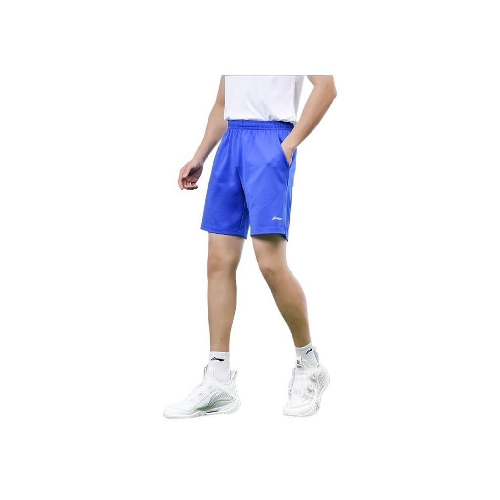 Li-Ning Creative Geometric Line Color Block V-Neck Short Sleeve Tie Waist Shorts Casual Sports Set Unisex sets AAYU269-2+AKYT063-2