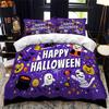Halloween Duvet Cover King Microfiber Medieval Haunted Castle With Garden Pumpkins Dark Clouds Scary Nights Print Bedding Set