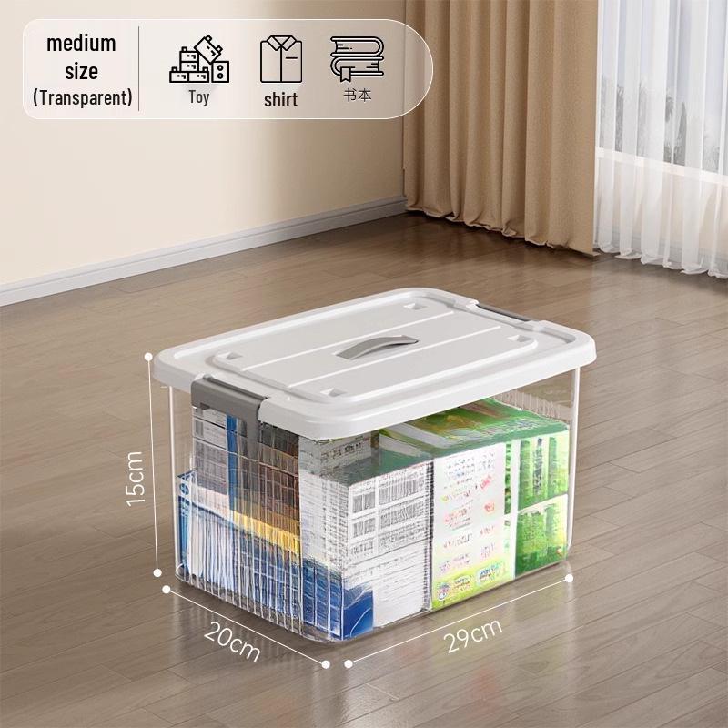 Large Transparent Plastic Storage Box for Clothes, Snacks, Books, and Toys