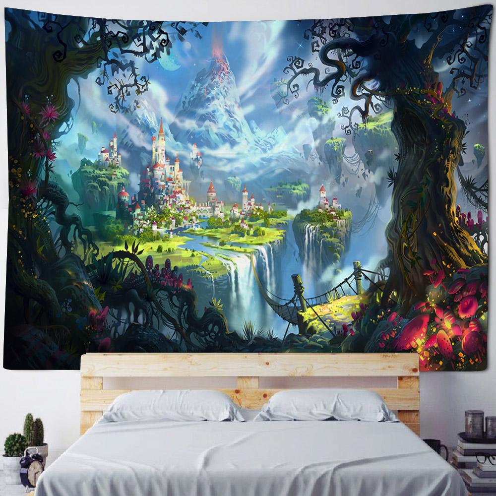 Fairy Tale Forest Tapestry Home Wall Decoration Kawaii Hippie Fantasy Room Art Decoration Background Blanket Bed Sheet