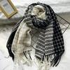 Soft waxy and thick plaid imitation cashmere scarf for women, warm fringed shawl in winter, couple scarf tide