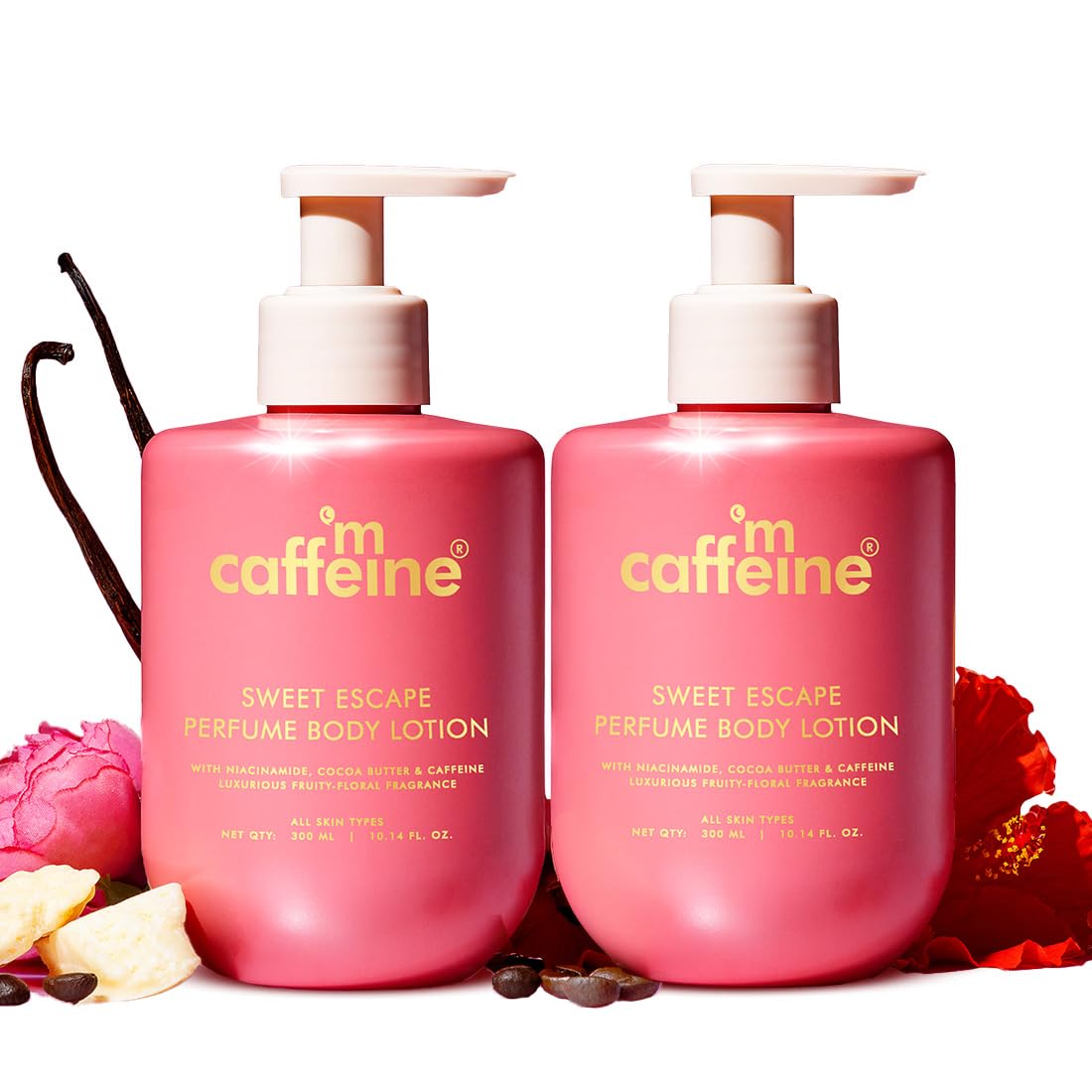 

mCaffeine Sweet Escape Perfume Body Lotion 300 Ml x Pack Of 2 Lightweight Non Sticky Fruity Floral Scent Body Moisturizer