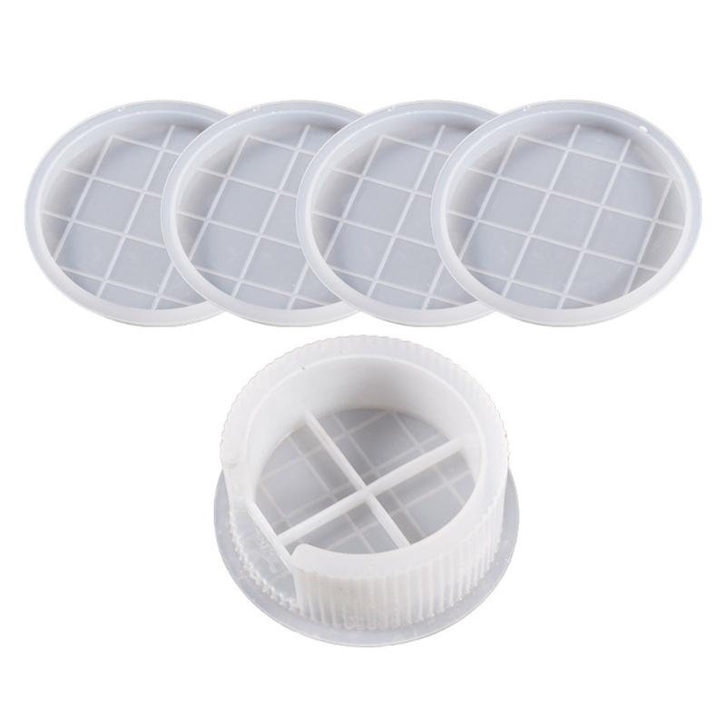 1/5x Coaster Resin Casting Moulds Round Octagon Epoxy Casting Mould Resin Tray Coaster Mould Kit DIY Craft Home Ornament
