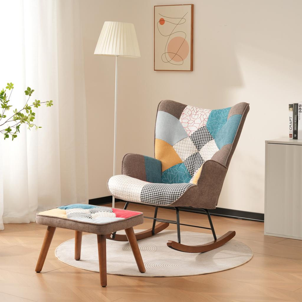Rocking Chairs, Leisure Chairs, Rocking Chairs Front and Back with Splicing, Living Room Chairs, Leisure Chairs with Footrest