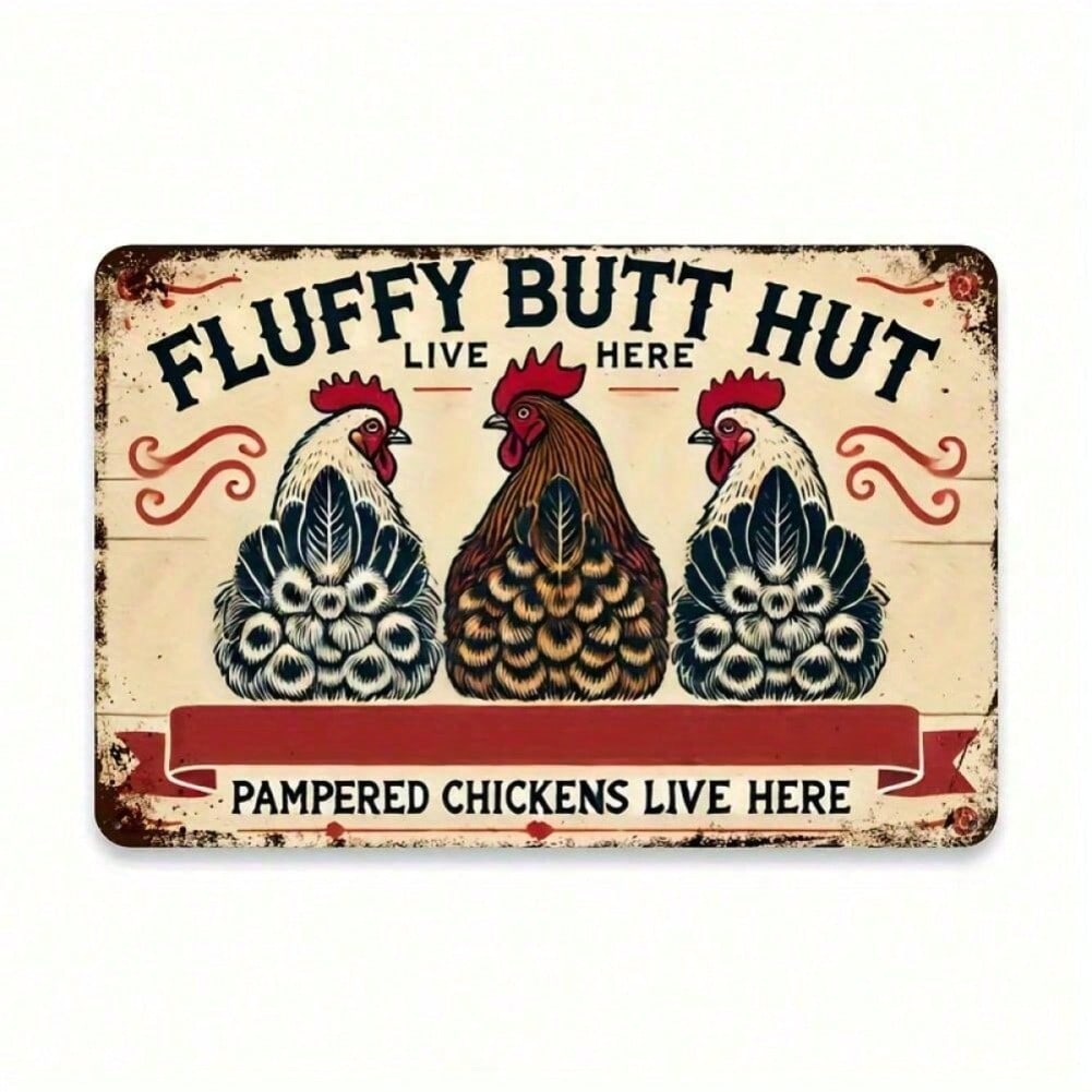Funny Chicken Tin Sign Metal Farmhouse Wall Art