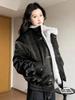 Fur Collar Leather Jacket with Airplane Buckle and Stand Collar for Men & Women - Warm Autumn/Winter Coat with Thick Cotton & Velvet Lining