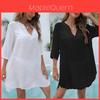 Womens Woven Beach Coverup With Vneck Sexy Dress For Summer Vacation