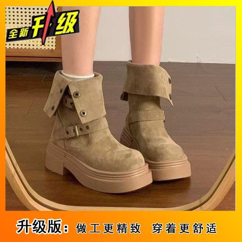 British Style Retro Platform Martin Boots Women's 2025 Autumn and Winter New Fashionable Versatile and Thin Height-increasing Medium Boots