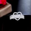 CMM Schmuck Exquisiter Liebesherzförmiger Silberfarbener Zirkonia Öffnender Verstellbarer Ring für Liebhaber Schmuck Geschenk