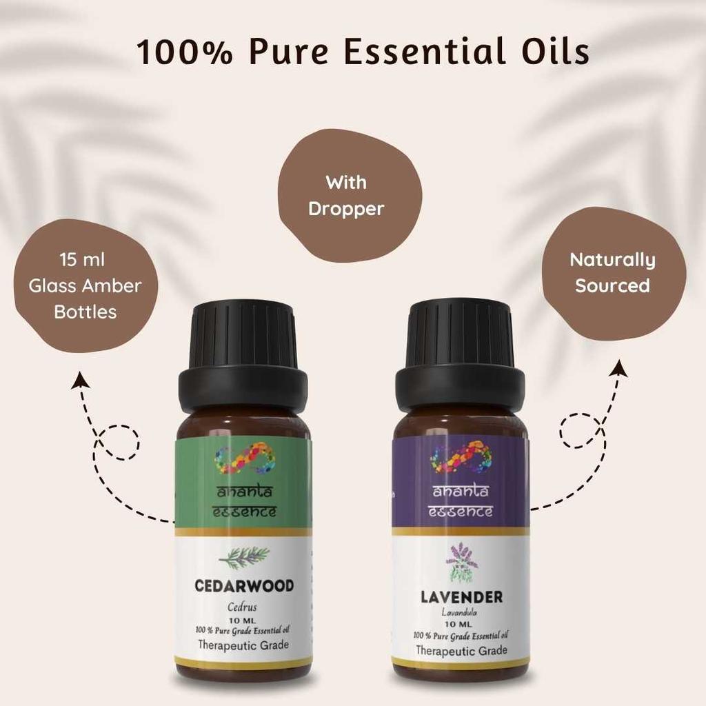 Ananta Besser Schlafen Ätherisches Öl Set – Zedernholz & Lavendel Aromaöle (10 ml × 2)
