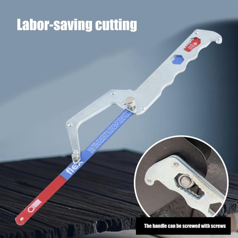 Durability Steel Hacksaw With Thickened Design Easy Blade Replacement Builts In Hex Wrench Comfortable Grip For Travel