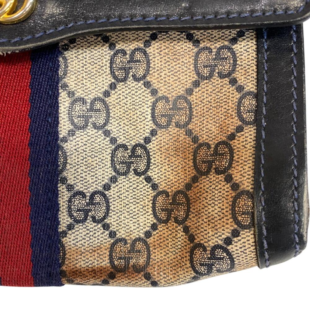 GUCCI Vintage Old Gucci Vanity Cosmetics Pouch Business Bag GG pattern sherry line PVC Clutch bag black PVC Used