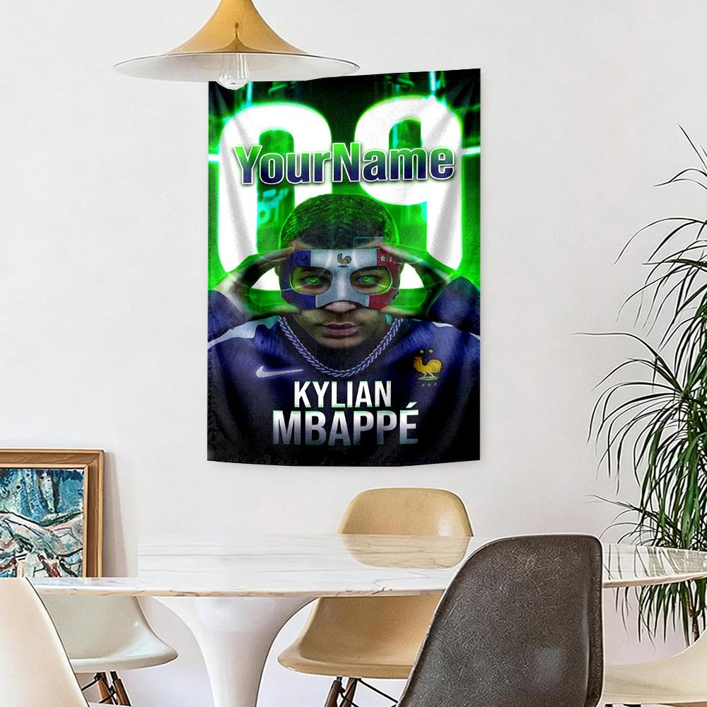 Mbappe Custom Your Name Wall Decor Tapestry Art For Pet Memorial Birthdaywedding Party Backdrop Family Gift