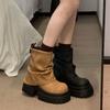 Fashion Height Increase Woman Short Shoes Spring Autumn Round Toe Platform Ankle Boots for Women High Quality Trend 2025 New in Booties