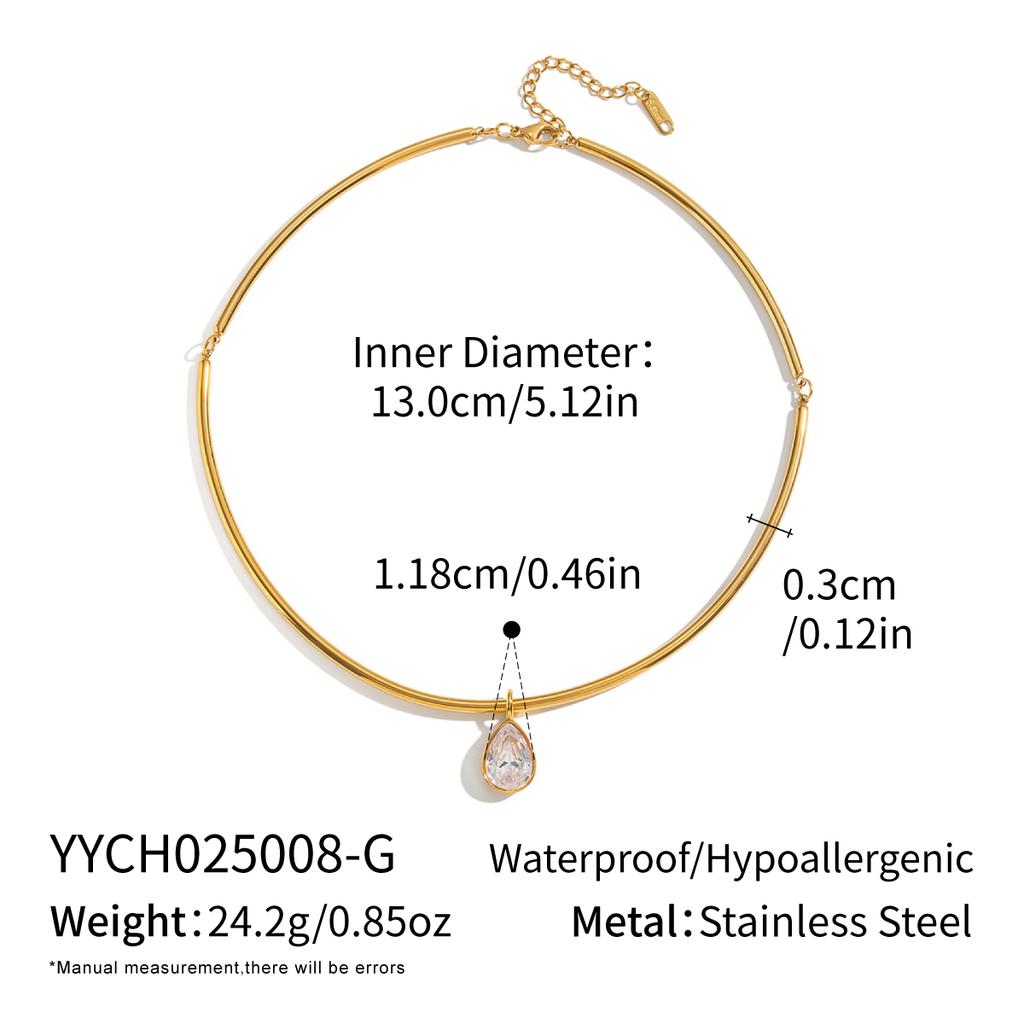 X&L 18K Gold PVD Plated Stainless Steel Necklace for Women New Fashion Geometric Zircon Pendant Necklace Charms Jewelry