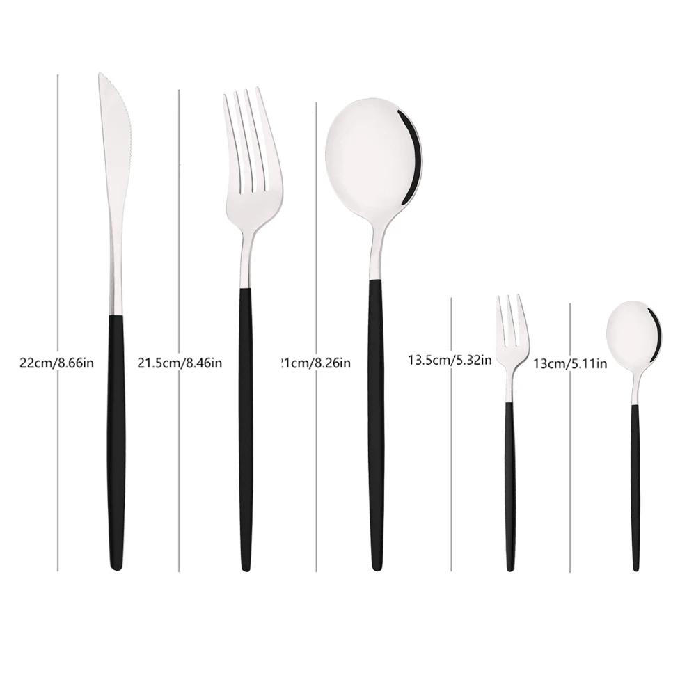 20Pcs Luxury Mirror Flatware Set Kitchen Stainless Steel Tableware Set Hotel Dinnerware Set Black Silver Cutlery Set Gift