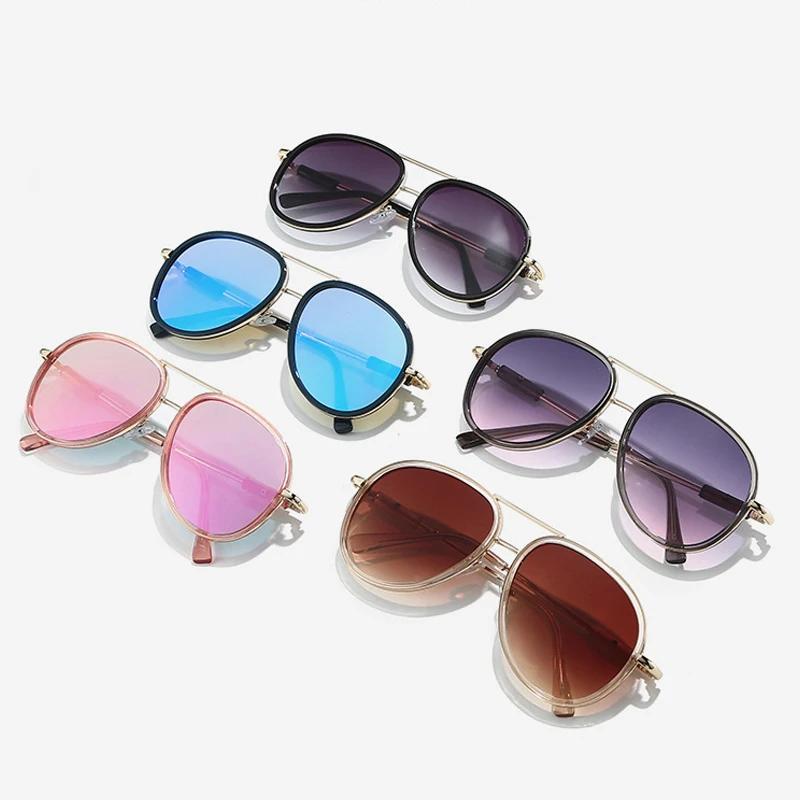  New Fashion Double Bridges Pilot Men Sunglasses Shades UV400 Vintage Gradient Mirror Women Trending Sun Glasses