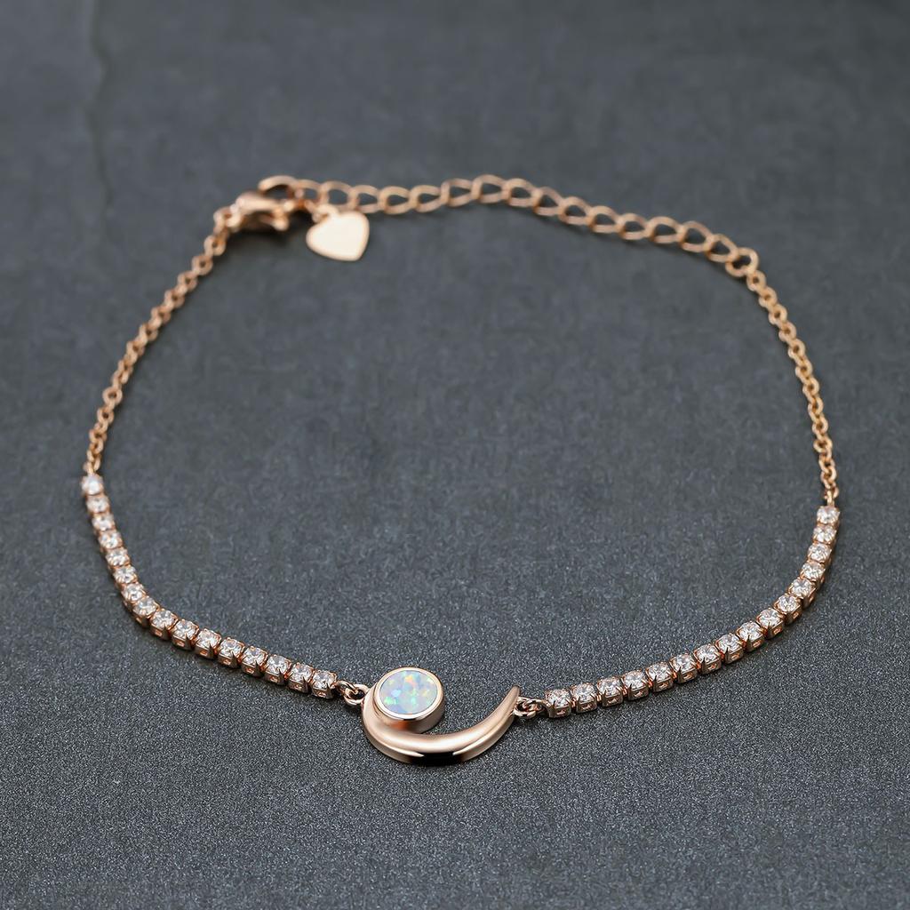 New Personalized Rose Gold Circular Crescent Diamond Inlaid Baita Bracelet