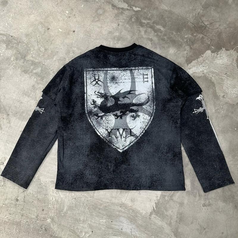 European and American autumn and winter Harajuku style long sleeved men's and women's tops