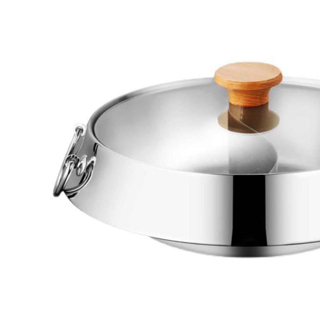 Dual Sided Hot Pot Universal Uniform Heat Conduction Shabu Shabu Pot for Home Commercial Use 304