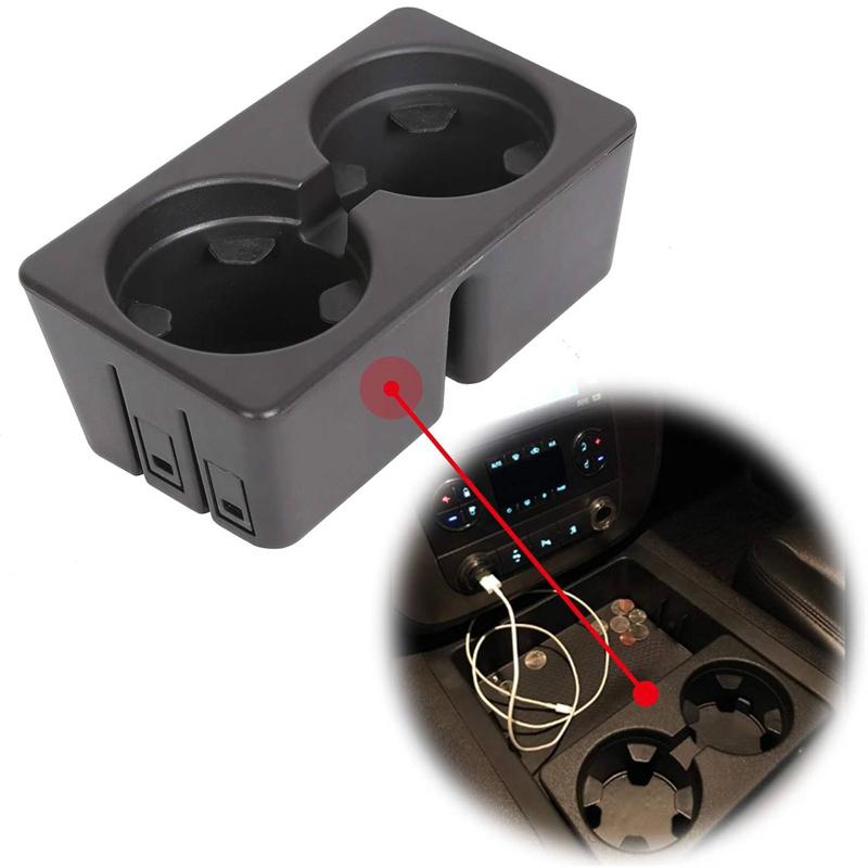 For Gmc Yukon 2007-2014 Car Dual Cup Holder Insert Drink Cup Holder Bracket Black Replacement 19154712