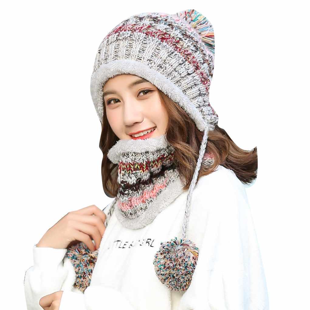 Zimní dámská čepice a nákrčník pro dospělé Venkovní Cyklistika Běh Teplá Kuličková čepice Šála