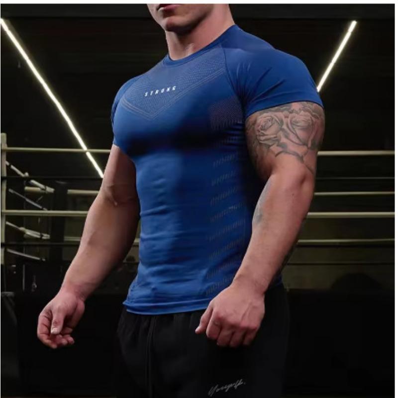Crest Moda Heren Compressie T-shirt met Korte Mouwen, Ademend Mesh Naadloos Sport Top Voor Fitness Workout 4XL
