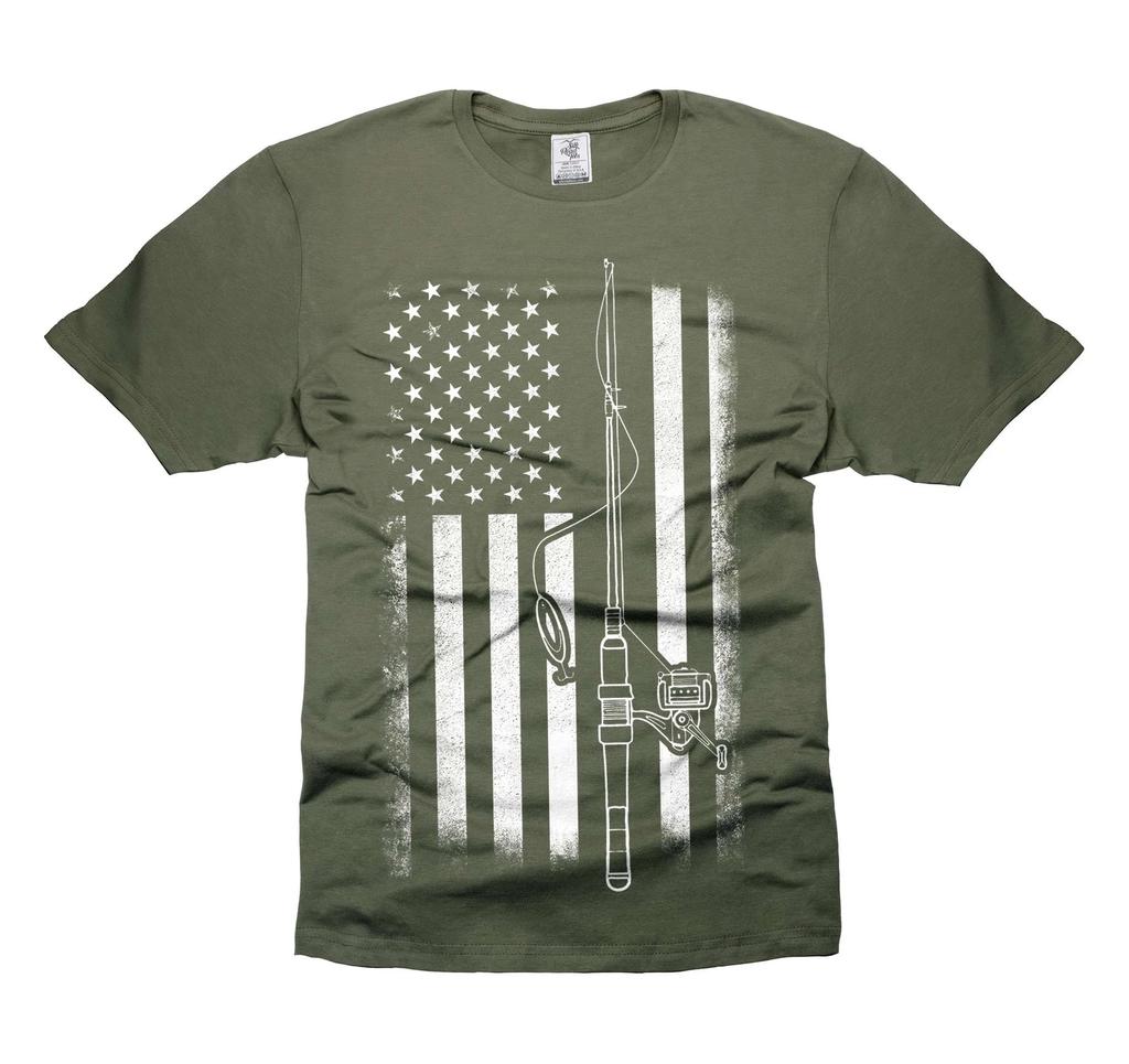 Herrfiske Flagga Skjorta Fiske Flagga T-shirt US Flagga T-shirt USA Patriotisk Skjorta