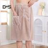 Men Bath Towel with Pocket Coral Fleece Quick Absorbent Adjustable Waist Button Closure Towel Wrap Skirt Sauna Towels Men Wrap Robe for Gym Spa Beach