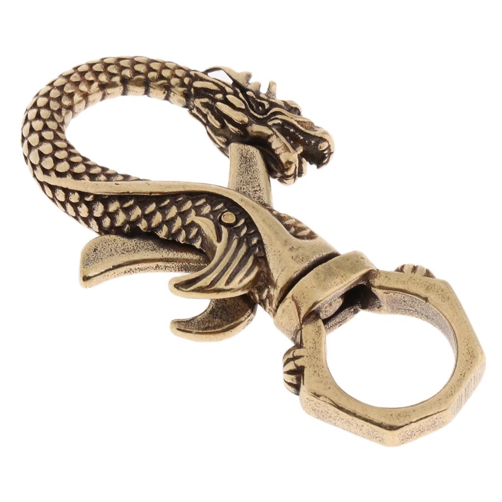 2 Pcs Brass Keychain Bottle Opener Beverage Can Car Key Hook Keyring Tool Retro Dragon Design