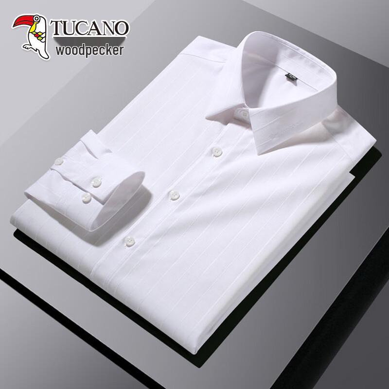 TUCANO Men s Non-Iron Subtle Stripe Long Sleeve Shirt M белый