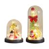 Christmas Decoration Small Imitation Glass Cover Mini with Light Emitting Snow Falling Small Christmas Tree Desktop Ornament