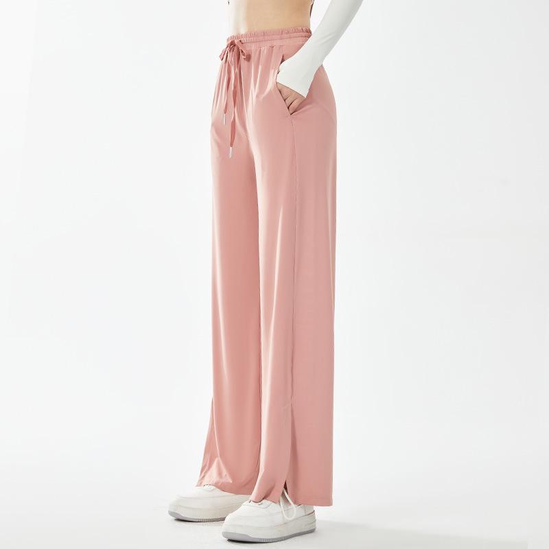 Women's Ice Silk Sun Protection High-Waist Wide-Leg Pants - Lightweight, Quick-Dry, Slimming, Casual, Versatile Summer Wear.