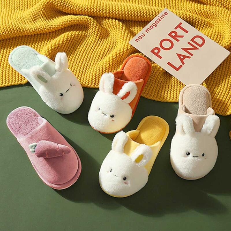 Winter Warm and Cozy Women s CARROT RABBIT Indoor Slippers Yellow