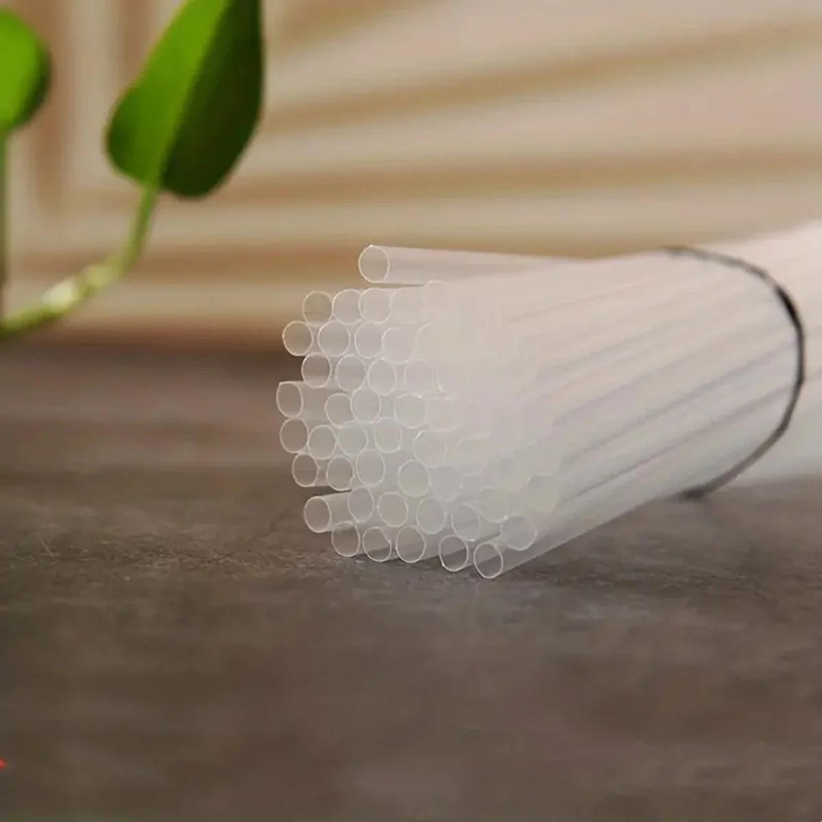

100pcs- plastic straight straw for disposable fruit juice drinks чистий