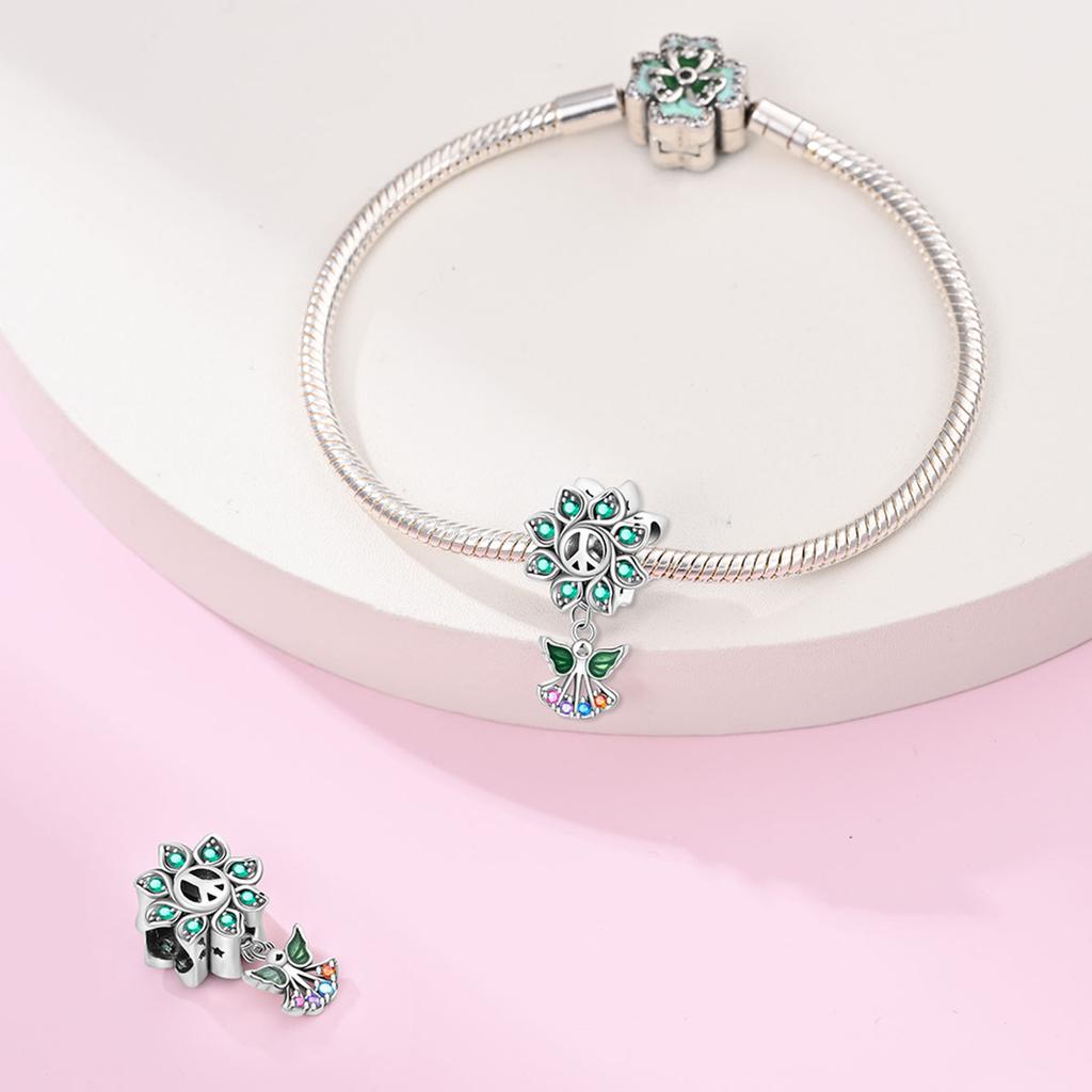 Plated 925 Silver Youth Angel of Peace Charms Fit 925 Charms Bracelet Beads Jewelry Gifts for Women