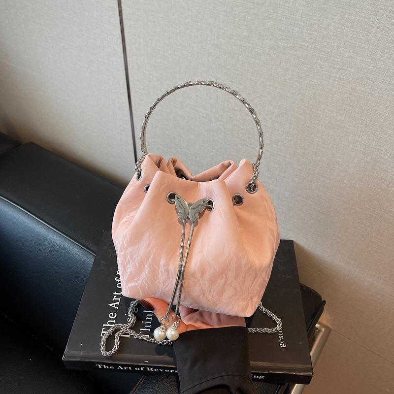 Textured Small Bag Women's Autumn and Winter New Portable Bucket Bag Premium Chain Messenger Bag