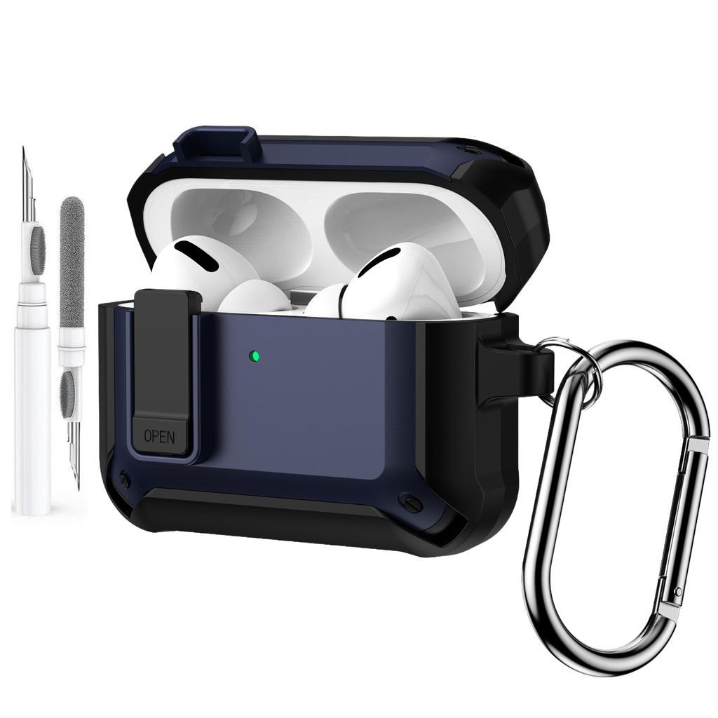 Secure Lock Case For AirPods Pro 3 with Keychain Cleaning Pen Kit New Armor Shockproof Rugged Protective Case For AirPods Pro 3