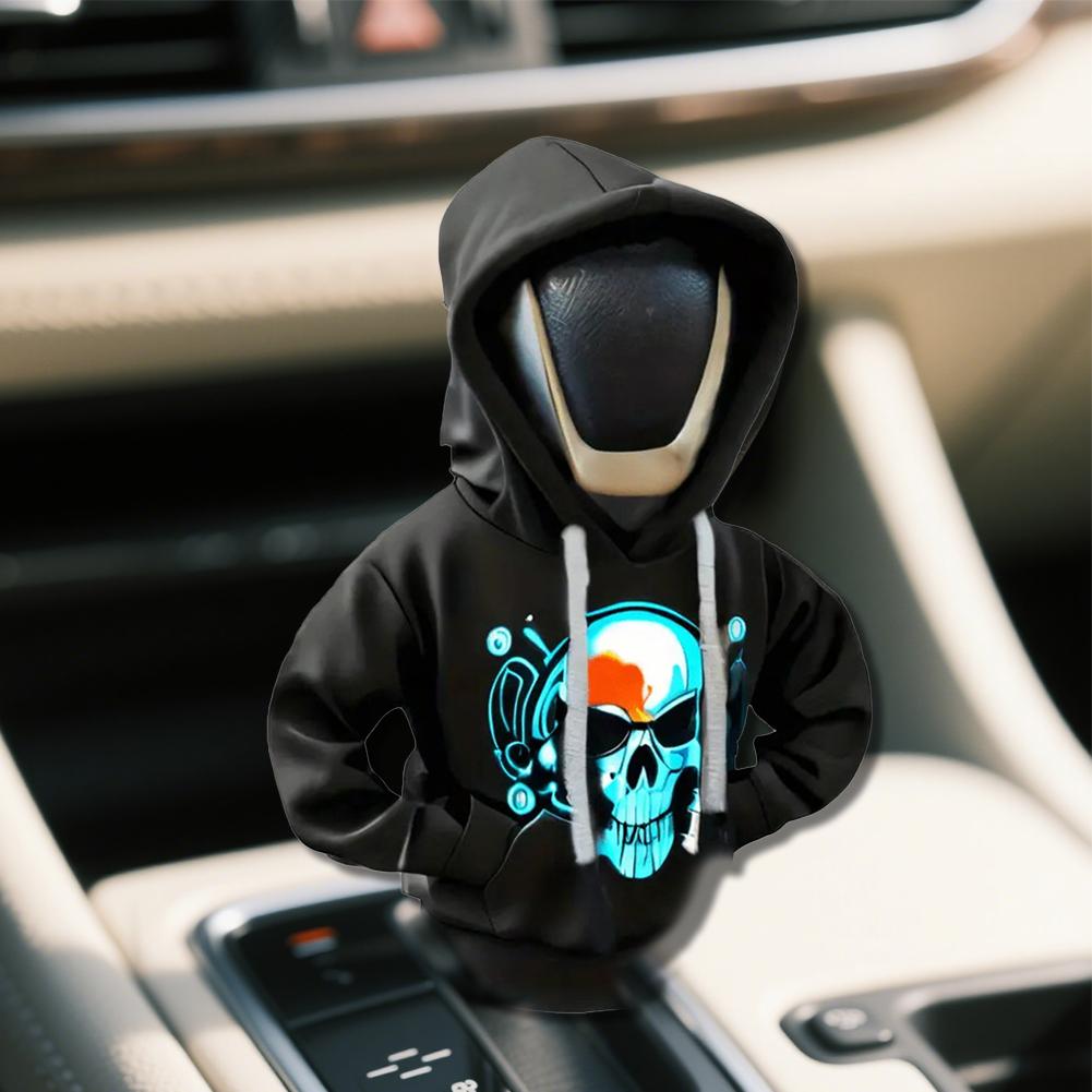 Creative Skull Car Gear Lever Hooded Clothes Car Gear Lever Cover Small Hoodie Car Interior Gear Shift Cover