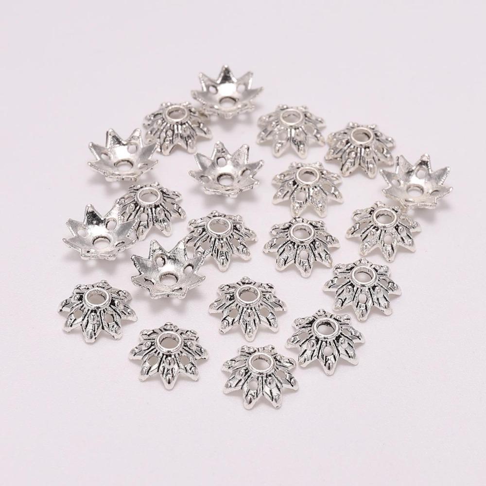 100pcs/Lot 9mm 8 Petals Tibetan Antique  Flower Loose Sparer Apart End Bead Caps For DIY Jewelry Making Earrings Wholesale