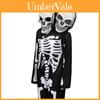 Halloween Double Head Skeleton Costume Cosplay For Kids Theater Performance