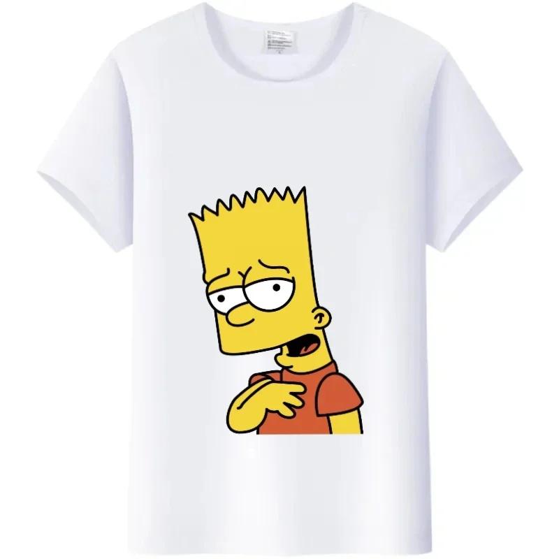 Casual Disney Cartoon Simpson Harajuku T-shirt Summer Blouses Ladies Men White Tees Tops Short Sleeve Blouses Women 90S Tshirt